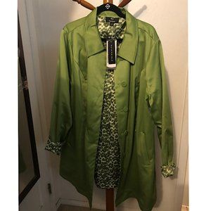 NWT Dennis Basso reversible green coat Size 2X